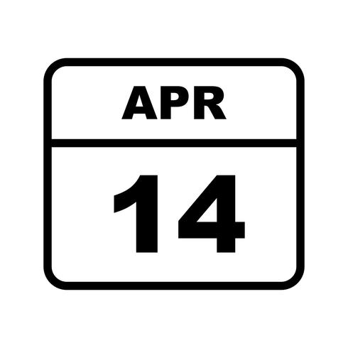 April 14th Date on a Single Day Calendar vector