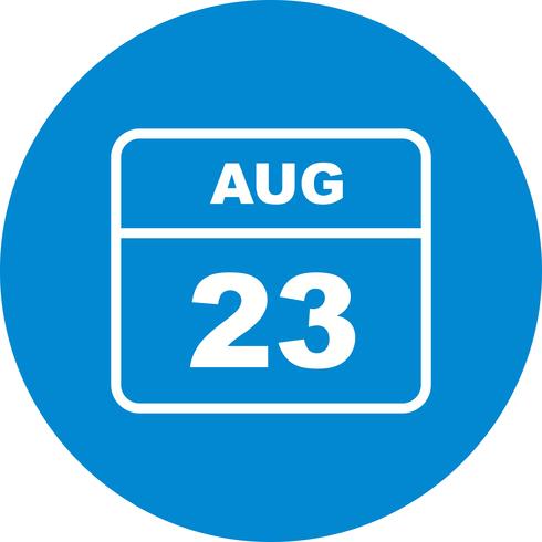 23 de agosto, fecha en un calendario de un solo día vector