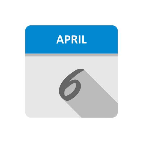 April 6th Date on a Single Day Calendar vector