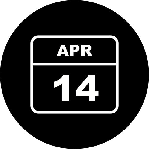 April 14th Date on a Single Day Calendar vector