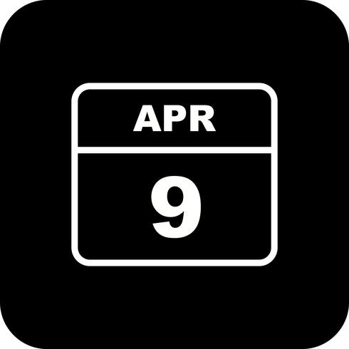April 9th Date on a Single Day Calendar vector