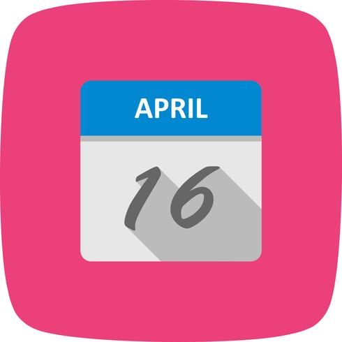 16 de abril Fecha en un calendario de un solo día vector