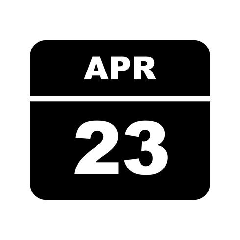 April 23rd Date on a Single Day Calendar vector