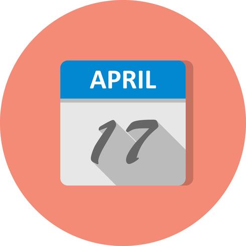 17 de abril Fecha en un calendario de un solo día vector