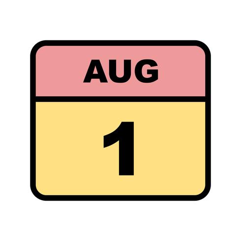 1 de agosto, fecha en un calendario de un solo día vector