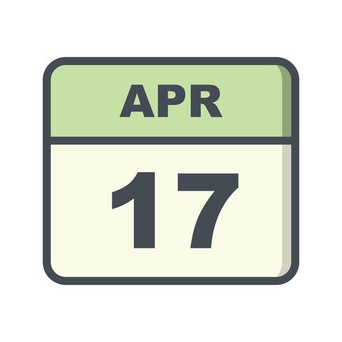 17 de abril Fecha en un calendario de un solo día vector