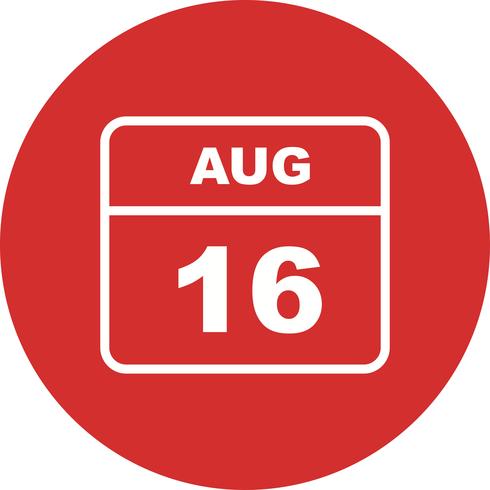August 16th Date on a Single Day Calendar vector