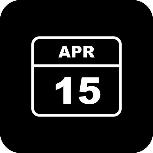 April 15th Date on a Single Day Calendar vector