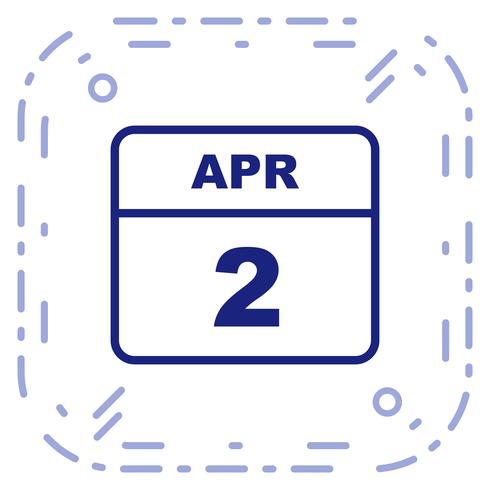 April 2nd Date on a Single Day Calendar vector