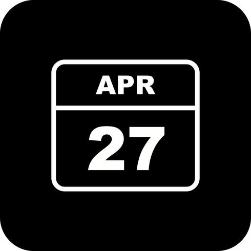 April 27th Date on a Single Day Calendar vector