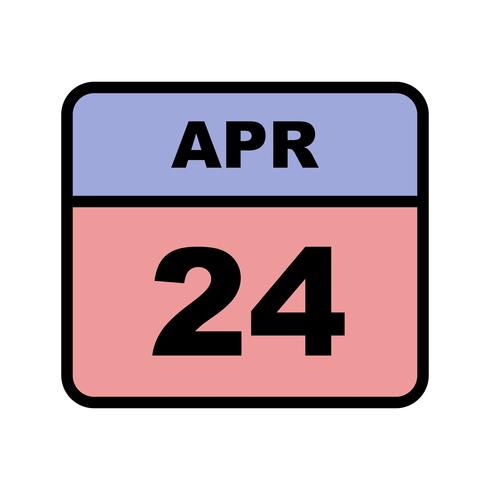 April 24th Date on a Single Day Calendar vector