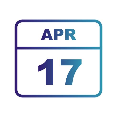 17 de abril Fecha en un calendario de un solo día vector