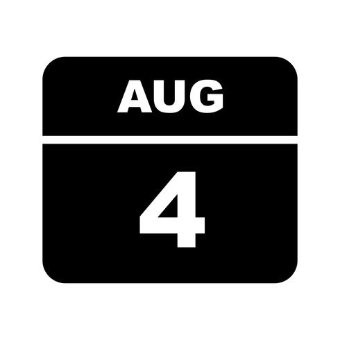 August 4th Date on a Single Day Calendar vector