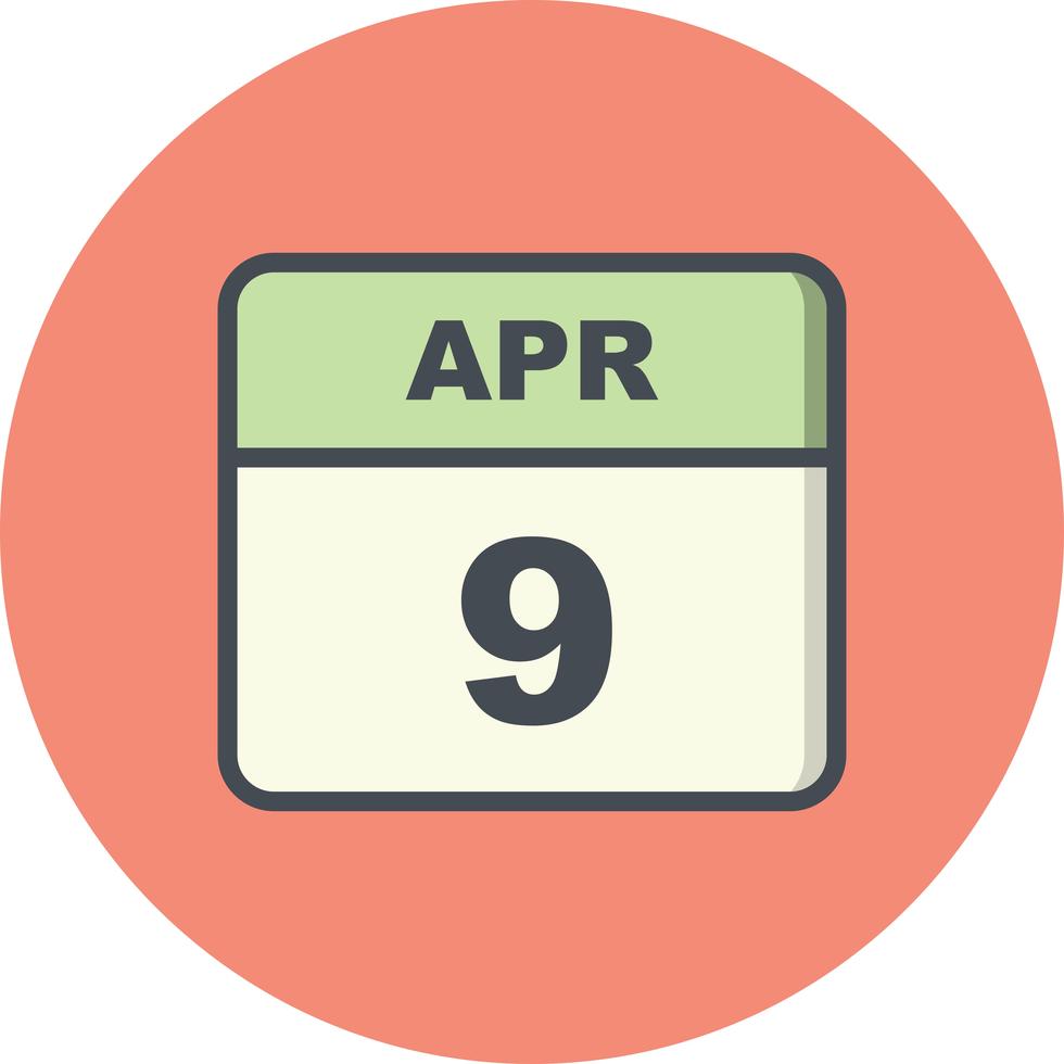 April 9th Date on a Single Day Calendar 498610 Vector Art at Vecteezy