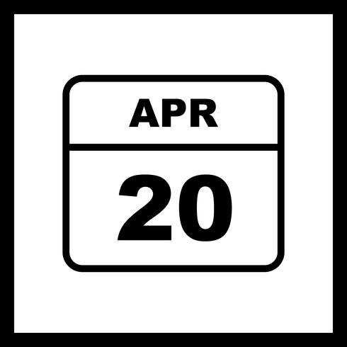 April 20th Date on a Single Day Calendar vector