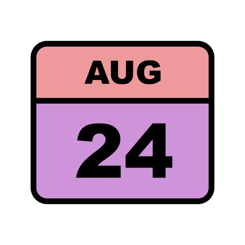 24 de agosto, fecha en un calendario de un solo día vector