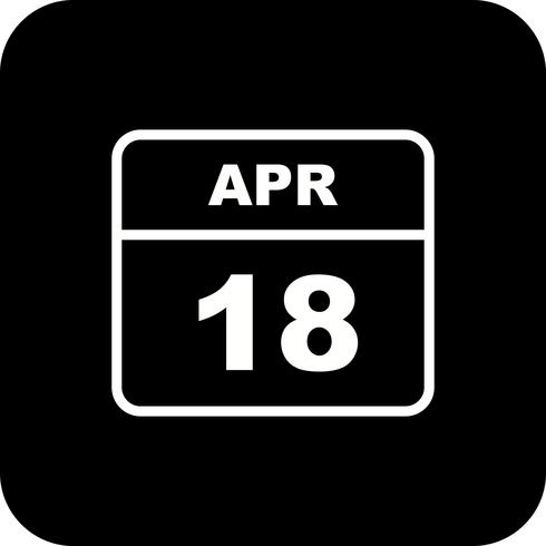 April 18th Date on a Single Day Calendar vector