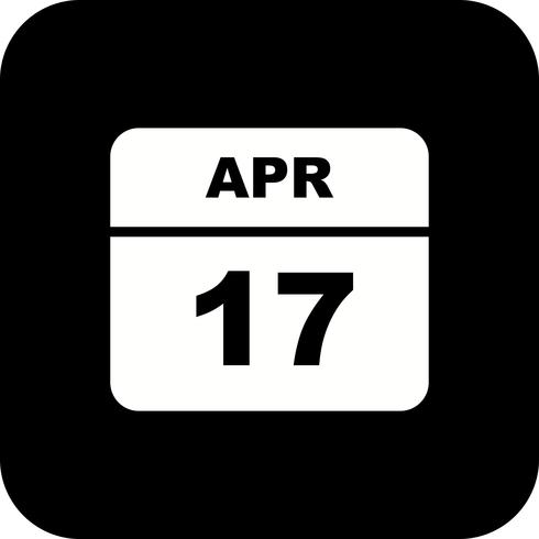 April 17th Date on a Single Day Calendar vector