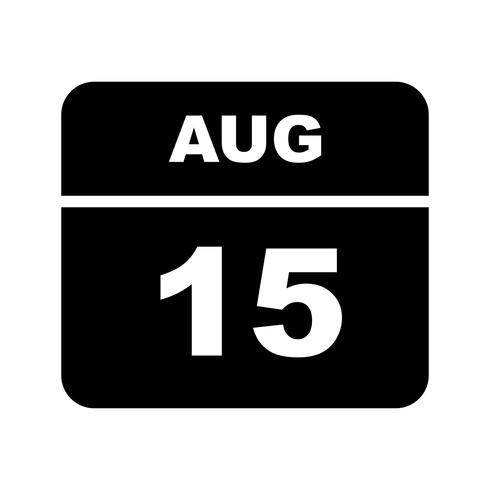 August 15th Date on a Single Day Calendar vector