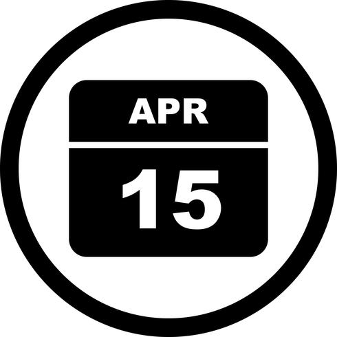 April 15th Date on a Single Day Calendar vector