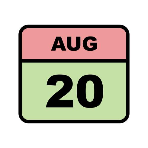 August 20th Date on a Single Day Calendar vector