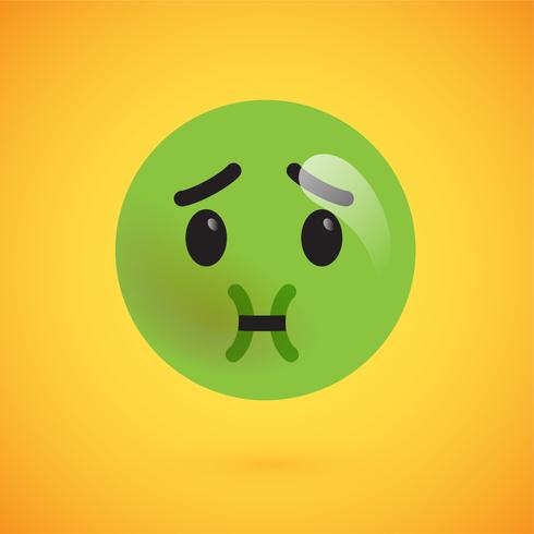 Realistic yellow emoticon in front of a yellow background, vector illustration