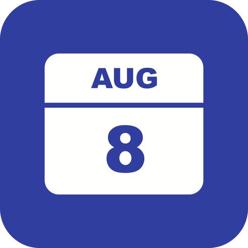 8 de agosto, fecha en un calendario de un solo día vector