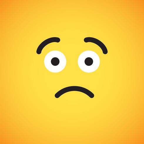 Realistic yellow emoticon in front of a yellow background, vector illustration