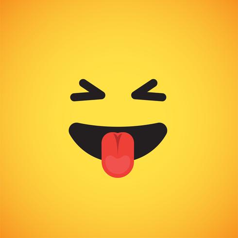 Realistic yellow emoticon in front of a yellow background, vector illustration