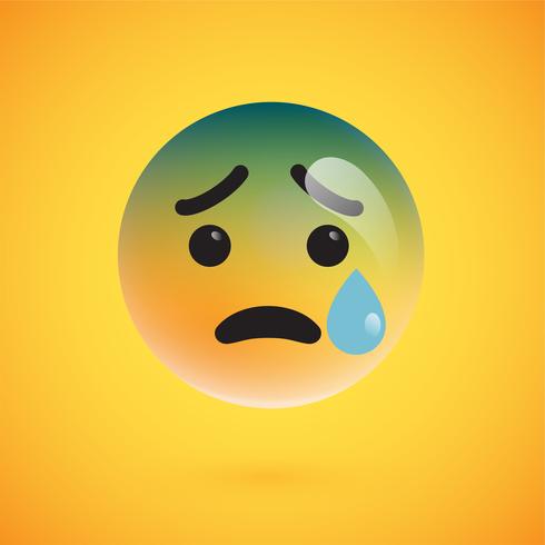 Emoticon amarillo realista delante de un fondo amarillo, ilustración vectorial vector