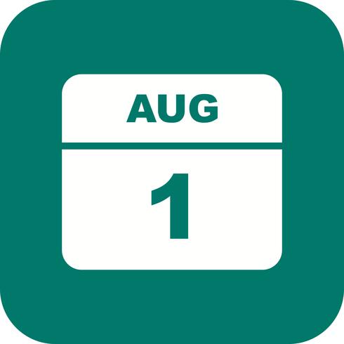 August 1st Date on a Single Day Calendar vector