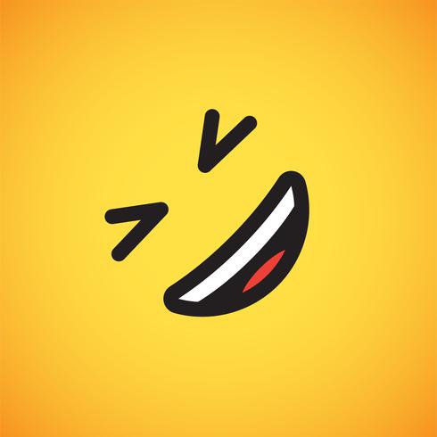 Realistic yellow emoticon in front of a yellow background, vector illustration