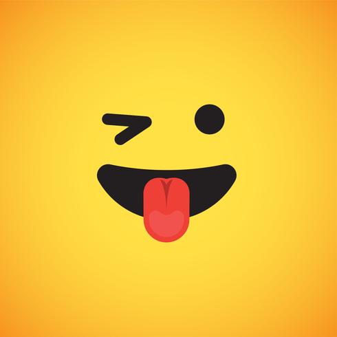 Realistic yellow emoticon in front of a yellow background, vector illustration