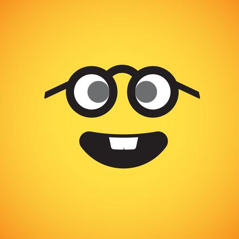 Realistic yellow emoticon in front of a yellow background, vector illustration