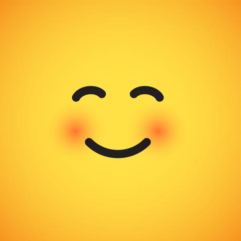 Realistic yellow emoticon in front of a yellow background, vector illustration