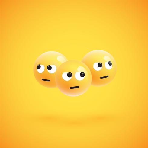 Group of high detailed yellow emoticons, vector illustration