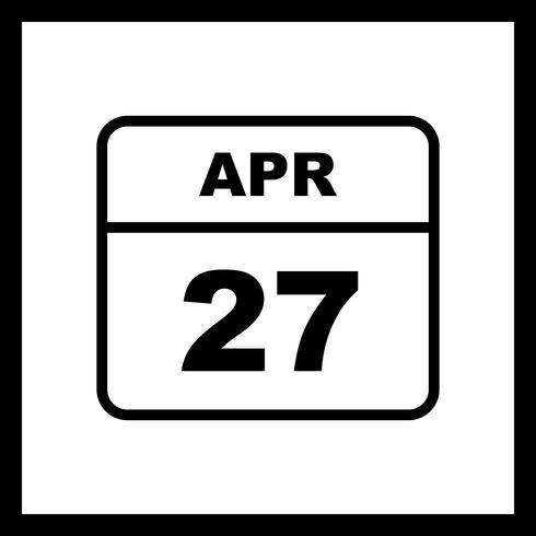 27 de abril Fecha en un calendario de un solo día vector