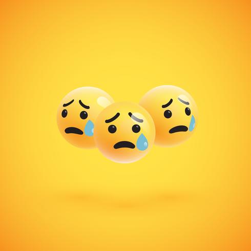 Group of high detailed yellow emoticons, vector illustration