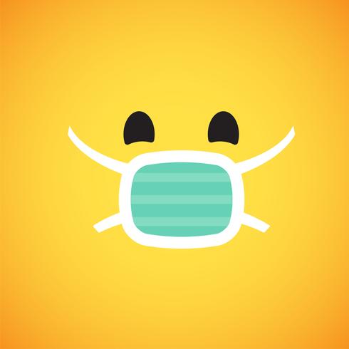 Realistic yellow emoticon in front of a yellow background, vector illustration