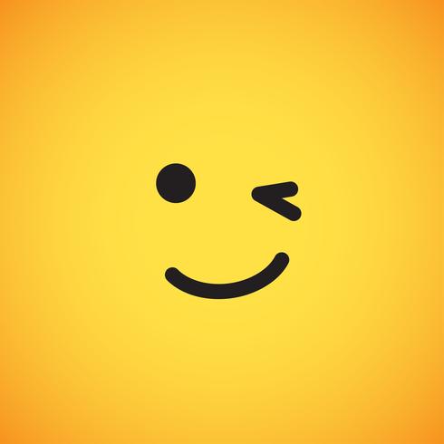 Realistic yellow emoticon in front of a yellow background, vector illustration