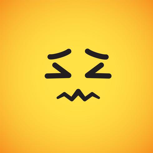 Realistic yellow emoticon in front of a yellow background, vector illustration