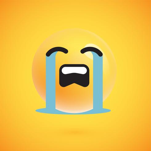 Emoticon amarillo realista delante de un fondo amarillo, ilustración vectorial vector