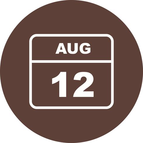 12 de agosto, fecha en un calendario de un solo día vector