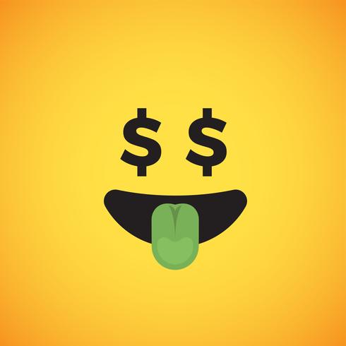 Realistic yellow emoticon in front of a yellow background, vector illustration