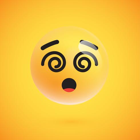 Realistic yellow emoticon in front of a yellow background, vector illustration