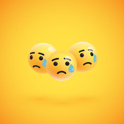 Grupo de altos emoticonos amarillos detallados, ilustración vectorial vector