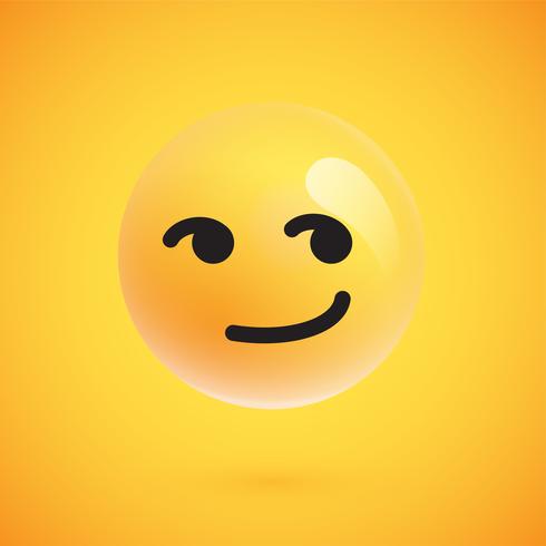 Realistic yellow emoticon in front of a yellow background, vector illustration