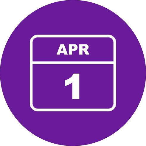 April 1st Date on a Single Day Calendar vector