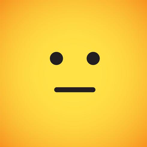 Realistic yellow emoticon in front of a yellow background, vector illustration