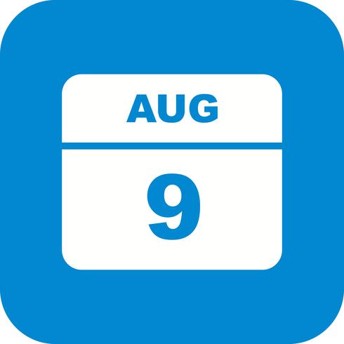 August 9th Date on a Single Day Calendar vector